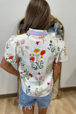 Floral Fiesta Short Sleeve Top Cream
