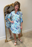 Renuar Woven Print Shirt Dress Ocean