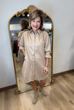 Boho Chic Faux Suede Shirt Dress Taupe