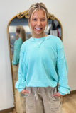Spring Fever Thermal Knit Top Aqua