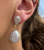 Flat Pearl Earrings