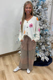 Flower Pop Cardigan Sweater Off White
