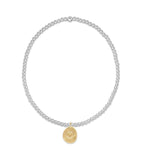 E Newton Classic Sterling Mixed Metal 2mm Bead Bracelet Love Inspire Small Gold Charm