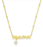 Kendra Scott Mama Script Pendant Necklace Gold White