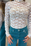 Endless Possibilities Floral Lace Top Cream Blue