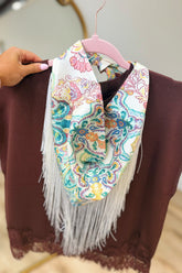Paisley Fringe Scarf Teal