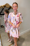 Umgee Pastel Print Dress Blush