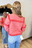 Stylish Ruffle Knit Sweater Red