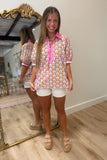 Simple Season 1/2 Zip Blouse Pink