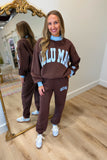 Lulu Mac Puff Jogger Pant Brown Light Blue