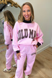 Lulu Mac Puff Mock Neck Sweatshirt Light Pink Brown