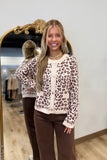 Umgee Leopard Print Button Down Cardigan Cream