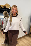 Cozy Contrast Sweater Brown Natural