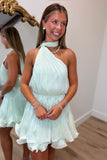 Pastel Promises Neck Wrap Dress Mint