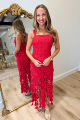 Feeling Fringe Dress Red