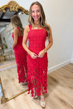 Feeling Fringe Dress Red
