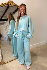 Farewell Winter Cropped Set Soft Teal