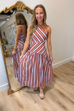 Better in Stripes Halter Dress