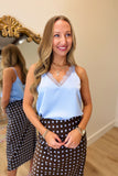 Soft Lace Satin Tank Blue
