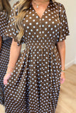 Go With the Flow Polka Dot Dress Brown
