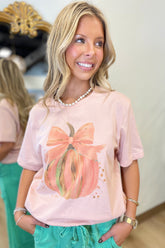 Pumpkin Watercolor Graphic Tee Peach