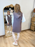 Charlie Zip Front Vest w Hood Mocha