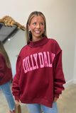 Dilly Dally Mock Neck Sweatshirt Burgundy