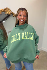 Dilly Dally Mock Neck Sweatshirt Green
