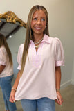 Fresh Start Striped Top Pink