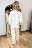 Repeat Ribbed Quarter Zip Set Natural