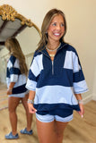 Stripe Sensation Half Zip Short Set Navy