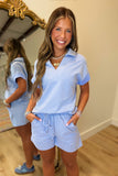 Polo Stripe 2 Piece Set Blue