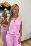Soft Summer Zip Front Top Pink