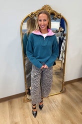 Woodland Blush Quarter Zip Sweater