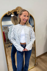 Striped Sensation Cardigan Sweater Heather Grey