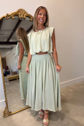 Spring Sweetheart Skirt Set Green