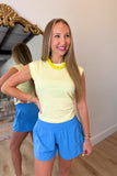 Ruched Waist Sleeveless Cotton Top Yellow