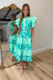 Garden of Greens Colorblock Mid Dress
