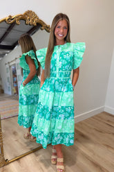 Garden of Greens Colorblock Mid Dress