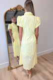 Sunlit Eyelet Midi Dress Yellow