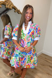 Fiesta Floral Puff Sleeve Dress