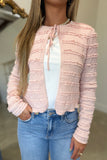 Lined in Lace Front Tie Cardigan Pink
