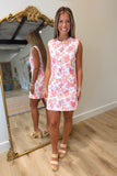 Botanical Garden Button Twill Dress Coral