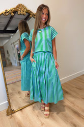 Southern Stripes Maxi Set Blue Green