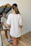 Ribbed V Neck Short Sleeve Top Oat