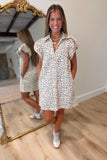 Untamable Puff Sleeve Leopard Denim Dress