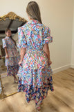 Garden Party Tiered Midi Dress Blue