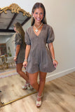 Fall out West Washed Denim Romper Espresso