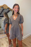 Fall out West Washed Denim Romper Espresso