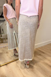 Fall Floral Lace Slit Skirt Brown